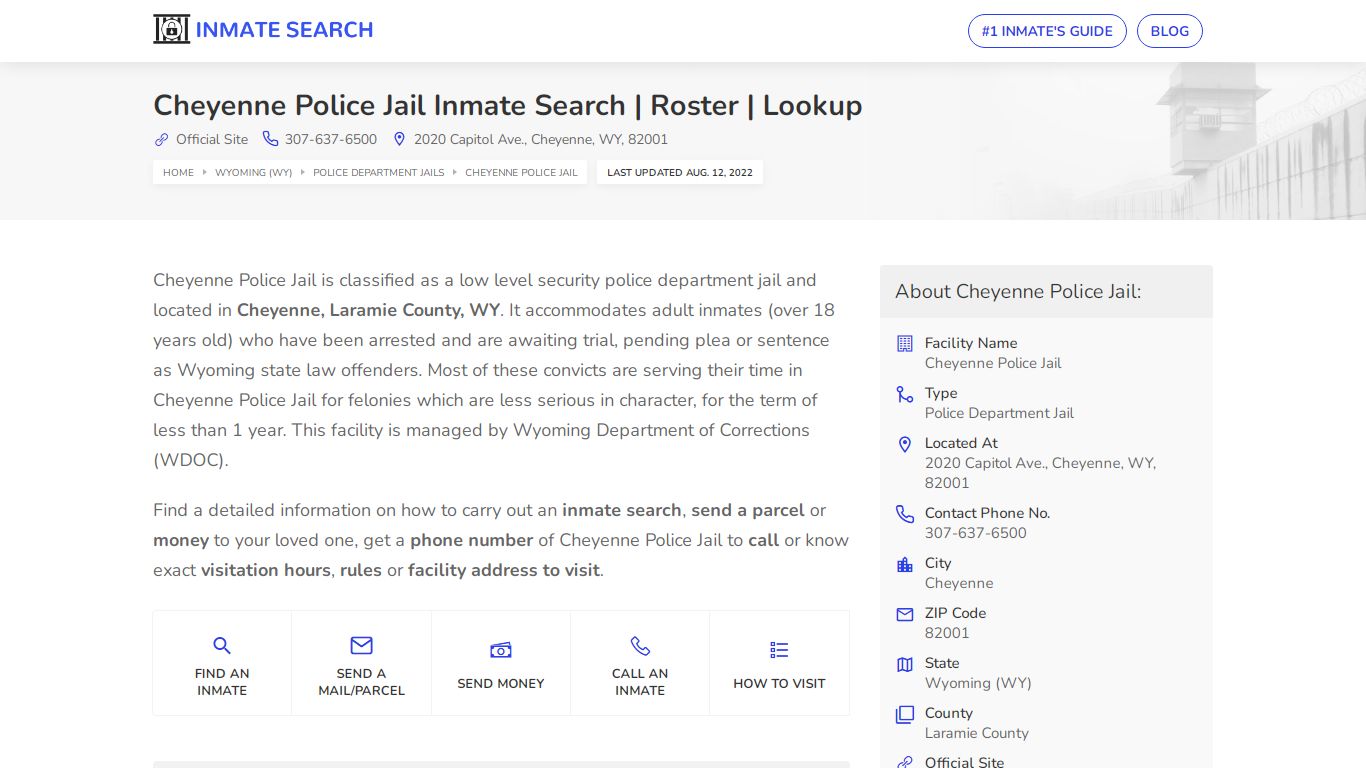 Cheyenne Police Jail Inmate Search | Roster | Lookup