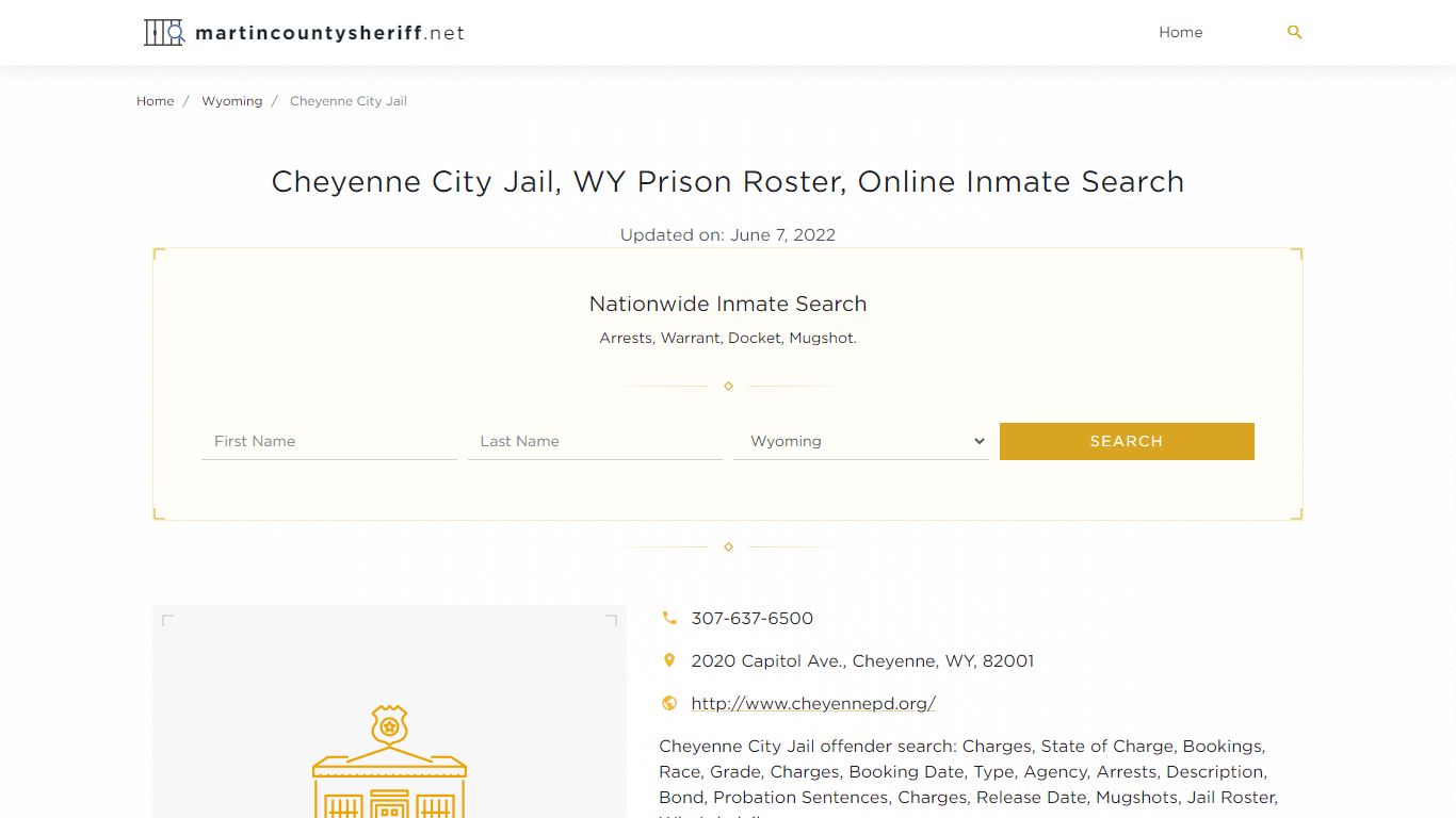 Cheyenne City Jail, WY Prison Roster, Online Inmate Search ...