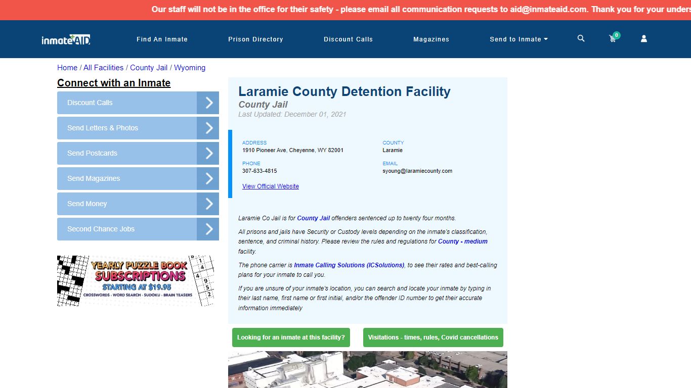 Laramie County Detention Facility - Inmate Locator ...